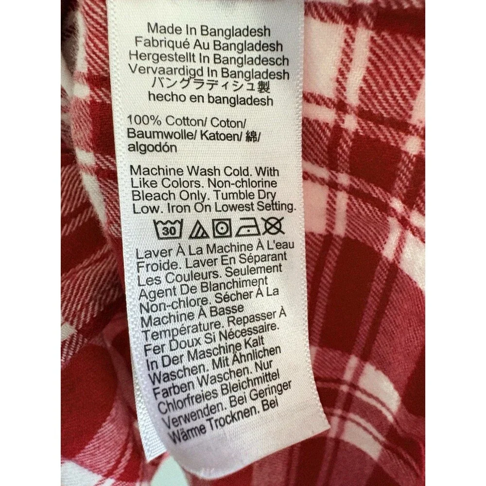 J. Crew Flannel Plaid Pajamas Red White Plaid Womens Medium Holidays Christmas